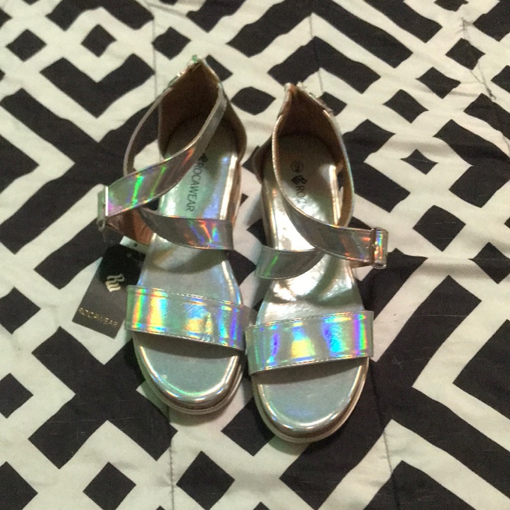 Rocawear holographic sandals for summer new with tags brand new!!!